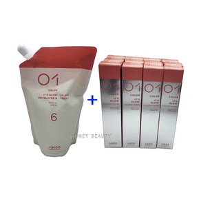 아모스프로페셔널 칼라제닉 잇츠 글로우 80g 12개 + 산화제 1000ml 포함, 1세트, 8NB 자연스러운 밝은 갈색