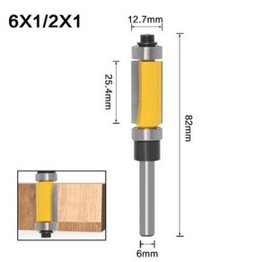 라우터 비트 상단 및 하단 베어링 더블 라우터 플러시 트림 목공 도구 생크 밀링 커터 6mm 6.35mm, [03] 3, 1개