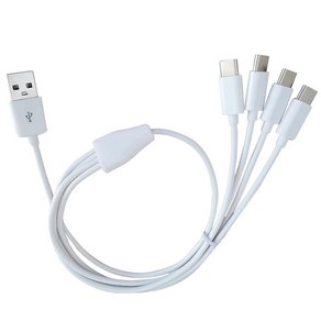 50cm 멀티 USB C 스플리터 케이블 4 in 1 충전 코드 휴대폰 태블릿 충전 케이블용 4 Type-C 남성 플러그, 하얀, WHITE, 1개