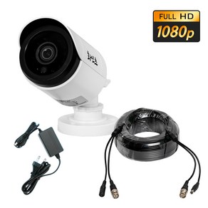 화인츠 200만화소 CCTV 카메라+케이블 패키지+전원 실외 뷸렛 카메라 주차장 매장 적외선 FAC-EQS5320 AHD용 케이블 2A 어댑터, 30m