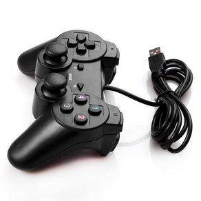 유선 USB 2.0 게임 컨트롤러 Gamepad 조이스틱 Joypad PC 노트북 컴퓨터, 검은 색, 1개