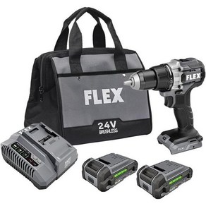 FLEX 24V 브러시리스 코드리스 12인치 750 InLbs 토크 2단 드릴 드라이버 키트 2 2.5 포함아 리튬배터리 및 160W 급속충전기 FX11512A, 1/400 In-Lbs, w/2.5Ah + 5.0Ah Batteies, 1개