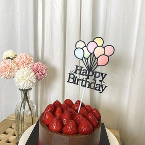 풍선 생일 케이크 토퍼 해피벌쓰데이 케이크픽 파티용품, Happy Bithday