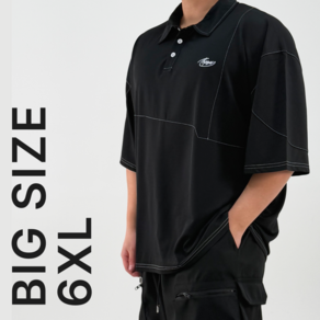 [2XL-6XL/아이스냉감] 블루제이 빅사이즈 링클프리 스티치 반팔 카라티