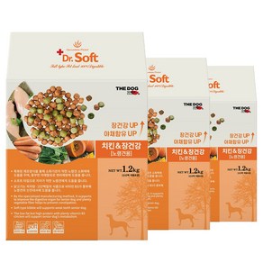 더독 닥터소프트 치킨 장건강 노령견 말랑한장기능 강화 사료, 닭+호박, 1.2kg, 3개