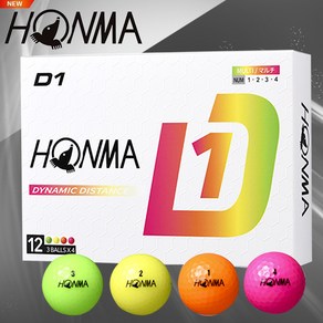 혼마코리아 2024 HONMA D1 골프공(혼합색상)(12구), D1 혼합색상(12구), D1 혼합색상(12구), 1개, 12개입