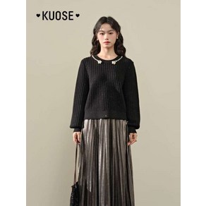 KUOSE 쿠오세 니트 진주 넥포인트 스웨터 블랙 KSH2412012