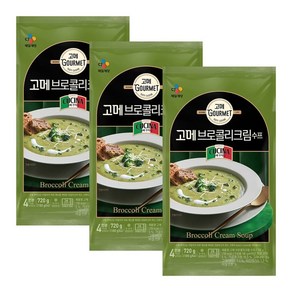 CJ 고메 브로콜리 크림수프 180g x4개 x3봉 (12인분) / 대용량 대량 즉석 간편 스프 씨제이밥 씨재이