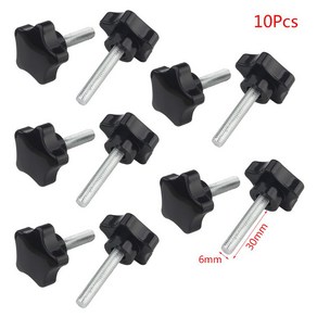 10 PCS M6/M8 수컷 클램핑 너트 노브 빠른 제거 클램핑 스크류 손잡이 손잡이, 은, 6*30mm, 30mm, 10개