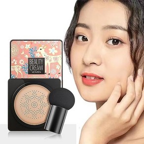 일본직발송 6. GECOMO 쿠션 파운데이션 VENZEN BEAUTY CREAM 윤기 피부 아름다움 피부 촉촉한 밝은 순간, One Size, 03#자연스러운 색, 1개