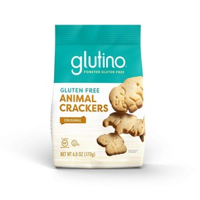 Glutino Gluten Free Animal Crackers Crunchy and Sweet 글루티노 글루튼 프리 애니멀 크래커 바삭바삭하고 달콤함 오리지널 맛 6온