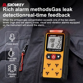 SNDWAY SW-7500A 가스 감지기 계량기 4 in 1 산소 O2 일산화탄소 CO H2S Ex 가연성 가스 분석기 누출 감지기, 1개