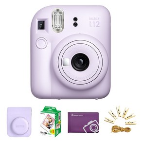 인스탁스 즉석카메라 instax mini 12 라일락 퍼플 + 전용케이스 + 미니필름 20장 + 미니앨범 + 포토라인