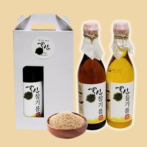 꼬신 통참깨 통들깨100% 참기름350ml+들기름350ml 선물세트, 350ml, 1개