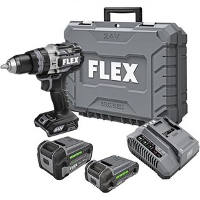 FLEX 24V 브러시리스 코드리스 1/2인치 1400 InLbs 토크 2단 해머 드릴 터보 모드 키트6.0 포함Ah 스택형 리튬 배터리 및 280W 급속 충전기 FX1271T, w/2.5Ah + 5.0Ah Lithium Batte, 1/400 In-Lbs, 1개