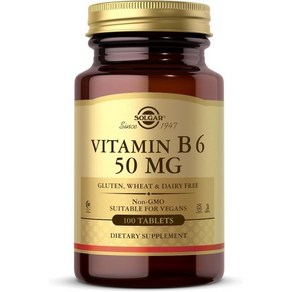 솔가 Solga Vitamin B6 50 mg - 100 Tablets - Suppots Enegy Metabolism & Healthy Nevous System - Non, 1개, 100정