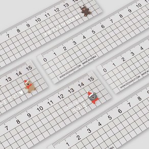 디자인아지트 주문제작 네임 투명자 15cm 토이베어 브라운 크리스마스 필기구 학생선물, 크리스마스04, 한글24