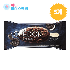 빙그레 끌레도르 쿠키앤크림 아이스크림, 90ml, 5개