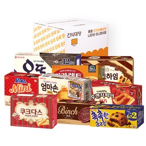 [간식대장] 사무실 과자세트 9종 사무실간식 탕비실 간식 오예스 미니 촉촉한 초코칩 쿠크다스 화이트 빈츠 엄마손파이 후렌치파이 딸기마가렛트 오뜨 쇼콜라 초코하임, 1개