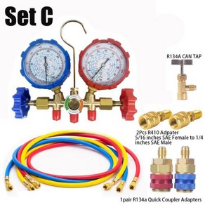 호스 냉매 세트 냉매 매니폴드 게이지 도구 R134A R410A R32 후크 충전 진단 R404A 에어컨, 1개