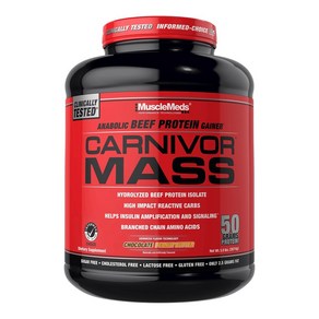 ﻿MuscleMeds CARNIVOR MASS 카니버 매스 6 lbs, 2.268kg, 1개, 초콜릿 피넛버터