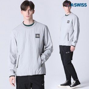 [케이스위스(K-SWISS)] 헤리티지 사각 로고 퀼팅 지퍼 맨투맨