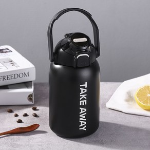 Asue 보온병 원터치 대용량 텀블러 큐티 보온 빨대 컵, 850ml, 블랙, 1개