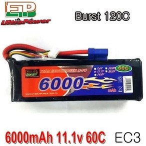 RC카용 EP6000mAh 11.1V 60C-120C LIPO/EC3, 1개