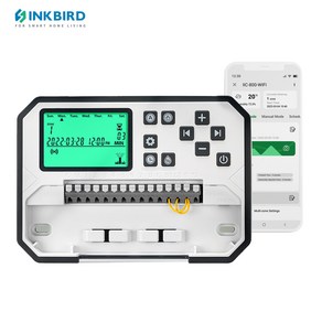 INKBIRD 8구역 물주기 타이머 가정용 정원 2.4GHz 무선 스마트 스프링클러 컨트롤러 수동 모드 및 계절 조정 지원 실내외 마당 잔디 관개 타이머, 1개, White