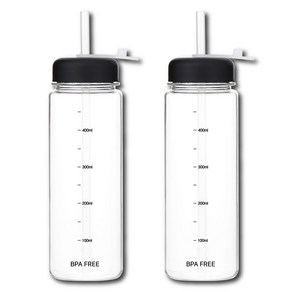 눈금보틀 트라이탄 빨대물병 500ml 2P, 블랙 500ml (2개입), 2개