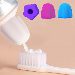 예쁜 플라워 실리콘 치약 짜개 뚜껑 마개 캡 욕실소품, 1개, 블루 sc608