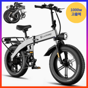 Luckeep 미국 접의식 전기자전거 mtb 성인용 배달용 PAS 고출력750W X1, 그레이-1000w, 알루미늄