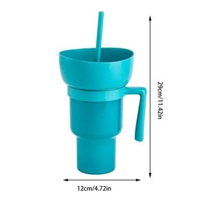 콜팝컵 휴대용 스타디움 텀블러 음료 컵 2 in 1 팝콘 스낵 볼 다 누출 방지 빨대 포함, [03] 콜팝컵 Blue, 1개