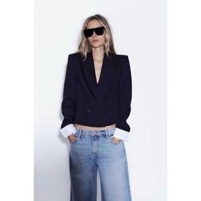 ZARA 여성자켓 더블 브레스트 스플 라이스 커프 쇼트 블레이저