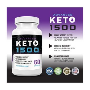 Keto Advanced 1500 Ketonegix BHB Weight Loss Exogenous Ketones 360 Rapid Ketosis, 1개, 360정