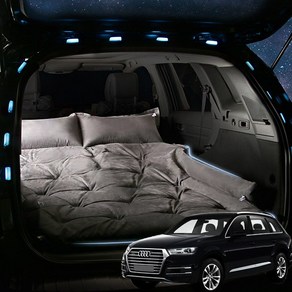 SUNCARMAT 아우디 Q7 스웨이드 에어매트 자충매트 트렁크 바닥 차량용 차박 캠핑 튜닝 실내용품, 2인용, 블랙