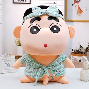 짱구는 못말려 짱구 코끼리 애착 인형 모찌 신짱 목욕 가운 옷 입히기, 1개, 그린, 26cm