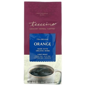 Teeccino 치커리 허브 커피 지중해 블렌드 오렌지 라이트 로스트 카페인 무함유 312g(11oz)