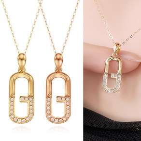 주리에떼 여성용 14K 18K 체인 목걸이 + gold-plated 펜던트 데일리 여자친구 금 큐빅 로즈골드 지엔느 목걸이