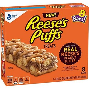 Geneal Mills Beakfast Ceeal Bas 6.8oz (Reese's Puffs) 제네럴 밀스 아침 시리얼 바 6.8온스(리즈 퍼프스), 8개, 192g