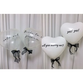 브라이덜샤워풍선 웨딩촬영 프로포즈 소품 레터링 하트 스틱형 풍선 DIY, 1.will you may me?/yes! yes!, 1세트, 투명