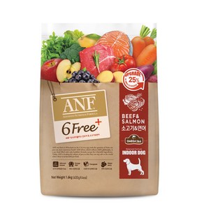 ANF 유기농 오가닉 6 fee 플러스 소고기+연어 1.8kg 강아지 사료, 1.6kg, 1개, 소+연어