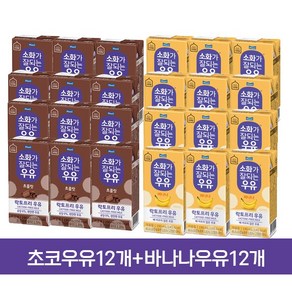 매일유업 소화가 잘되는 우유 190mL 24개/초코우유12팩+바나나우유12팩/무배, 24개