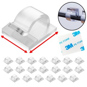 로열스테디 두께접착강화 전선 고정 선 정리 클립, 투명, 20개