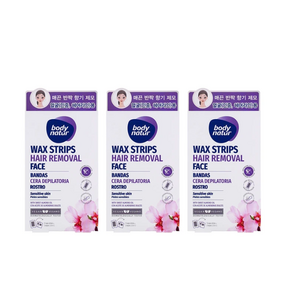 Body Natu Hai Removal Wax Stip fo Face 12매 x 3 바디네이처 제모 왁스 스트립 포 페이스, 3개