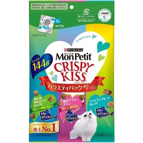 일본 고양이 간식 몬페티 크리스피키스 버라이어티팩 럭셔리 오션 셀렉트 144g, 1세트