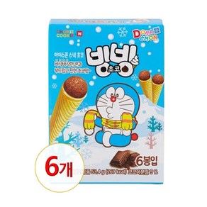 바스락 빙빙 아이스콘 스낵 딸기 초코 2종 종이각 53.4g / 아이스크림콘 과자, 6개