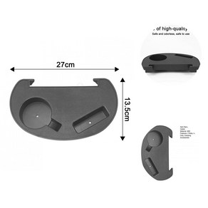 야외 캠핑 팔걸이 컵 홀더 트레이(전화 슬롯 포함) 헤비 듀티 데크 의자 마운트(편리함), 검은색, 1개