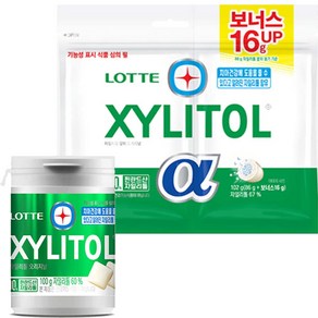 롯데 자일리톨 오리지널 츄잉껌 (용기) 52g/100g+오리지널/알파(리필) 옵션 택1 /자일리톨 60%, 1개, 알파(리필) 102g x 1개, 100g