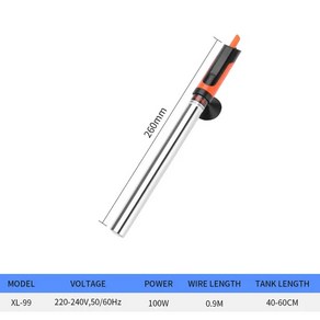 수족관 히터 로드 스테인레스 스틸 온도 조절 가능 어항용 열수 섭씨 17-35 도 50 500W, [01] EU PLUG, 1개